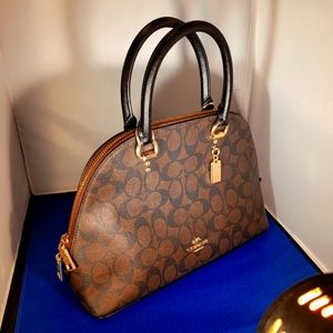 Coach Gold/Brown BlackKaty Satchel In Signature Canvas